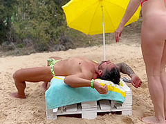 Wild Fuck On The Beach In Ibiza Thecno Festival. Cumshot On Face