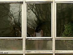 Jeny Smith teasing the strangers thru the window
