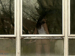 Jeny Smith teasing the strangers thru the window