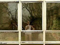 Jeny Smith teasing the strangers thru the window