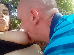 Sucking My Hot Latina Wifes Big Tits Outside In The Sun