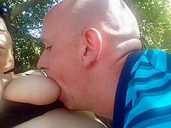 Sucking My Hot Latina Wifes Big Tits Outside In The Sun