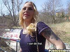 Public slut POV fucked on public place 4 money after casting