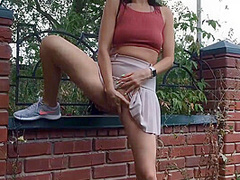 Nymphomaniac And Exhibitionist Neighbor Called To Shoot Her On The Street And Jerked Off In A Publi