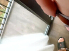 Busty Bbw`s Striptease On The Balcony 9 Min