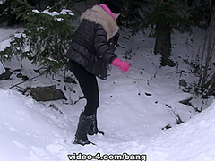 Emylia Argan masturbates in the snow her pussy is so hot - BANG!