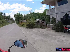 Blowjob in public from his sexy Asian girlfriend somewhere in Thailand