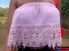 Blowjob in public from his sexy Asian girlfriend somewhere in Thailand