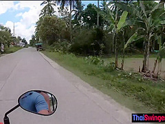 Blowjob in public from his sexy Asian girlfriend somewhere in Thailand