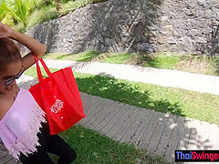 Blowjob in public from his sexy Asian girlfriend somewhere in Thailand