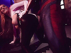 Blake As Spider Gwen Takes Spidermans Big Cock