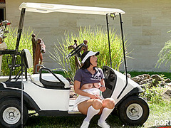 Horny Golf Chick Claudia Bavel Stretched Out by Instructors BBC GP2200 - PornWorld