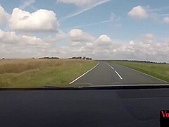 British voyeur babe in car watching guy jerks off outdoor