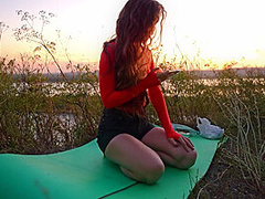 Public Sex At Sunset Curly Cutie Loves To Take Risks
