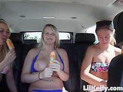 Topless teen lesbos play with pussies