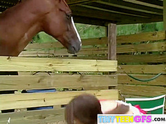 BrookeSkye with petite finger at Horse yard