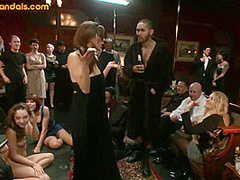 Scandalous bitches fucked in group sex by dominant fuckers