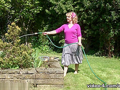 Rogue Rose waters the garden and her hairy bush