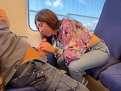 Sexy Babe 18 Y.o. Seduced A Guy On The Train And Gave Him A Blowjob In Public 9 Min