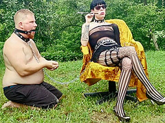 Beth Kinky - Goth Domina Take Cigarette Outdoor Serviced Out By Her Pt2
