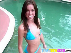 Brookskye with petite body Nude in Pool