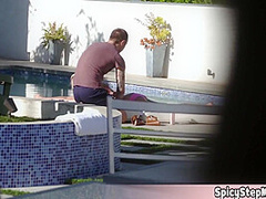 Beautiful Blonde Millionare Wife Getting Her Massage In The Sun But The Masseuse Just Too Hot