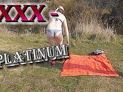 On Wild Beach Sexy Milf Platinum Near Her Husband Jerks Off Pussy Gets Strong Wet Orgasm. Nudist Beach. Outdoors Public