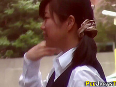 Classy Asian Urinating In Public Park