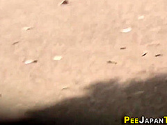 Classy Asian Urinating In Public Park