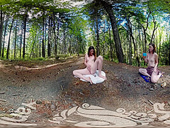 Tattooed Turquoise Cums Outdoors In Vr Video