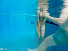Jeny Smith bottomless in Spa. Naked underwater