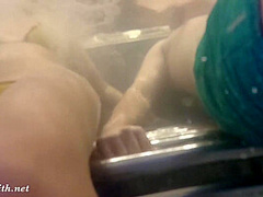 Jeny Smith bottomless in Spa. Naked underwater
