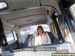Amateur busty cab slut gets fucked outdoor by taxi driver