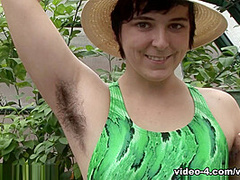Harley Shows Off Hairy Body In Outdoor Garden