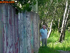 Public slut fucked in the busby big white dick fucker