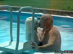 Grandpa fucks petite 19yo slut outdoor in missionary