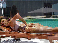 Cuck Husband DPs Horny Slut Wife with Pool Cleaner in Interracial Threesome GP2037 - PornWorld