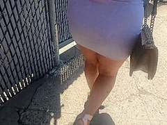 Wife With Pasties In See Through Cut Up Shirt And No Bra And Skirt In Public