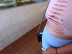 Wife With Pasties In See Through Cut Up Shirt And No Bra And Skirt In Public