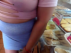 Wife With Pasties In See Through Cut Up Shirt And No Bra And Skirt In Public