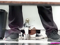 Hairly Asian teen pussy captured peeing