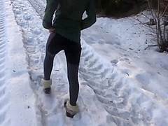 Risky Outdoor Sex In A Public Park Almost Caught Winter Edition Bubble Butt Fucked In Freezing Cold