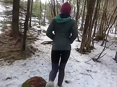 Risky Outdoor Sex In A Public Park Almost Caught Winter Edition Bubble Butt Fucked In Freezing Cold