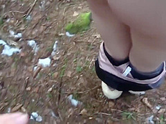 Risky Outdoor Sex In A Public Park Almost Caught Winter Edition Bubble Butt Fucked In Freezing Cold