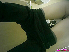 An Asian prostitute dressed in all black is caught on a hidden camera.