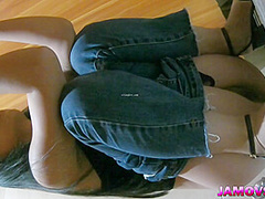 Quarantined Asian couple fucks at home doggystyle