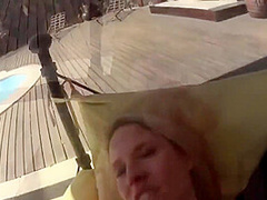 Hot German Blonde Fucked On Terrace Creampie
