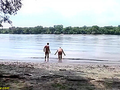 mature loves stepson on public beach