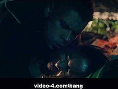 Luna Corazon cums so hard on his big cock as she is fucked by a campfire - BANG!