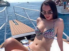 Hot Brunette In A Bikini Gets An Orgasm On Yacht Whith Lovense Control (vibrator In Pussy)